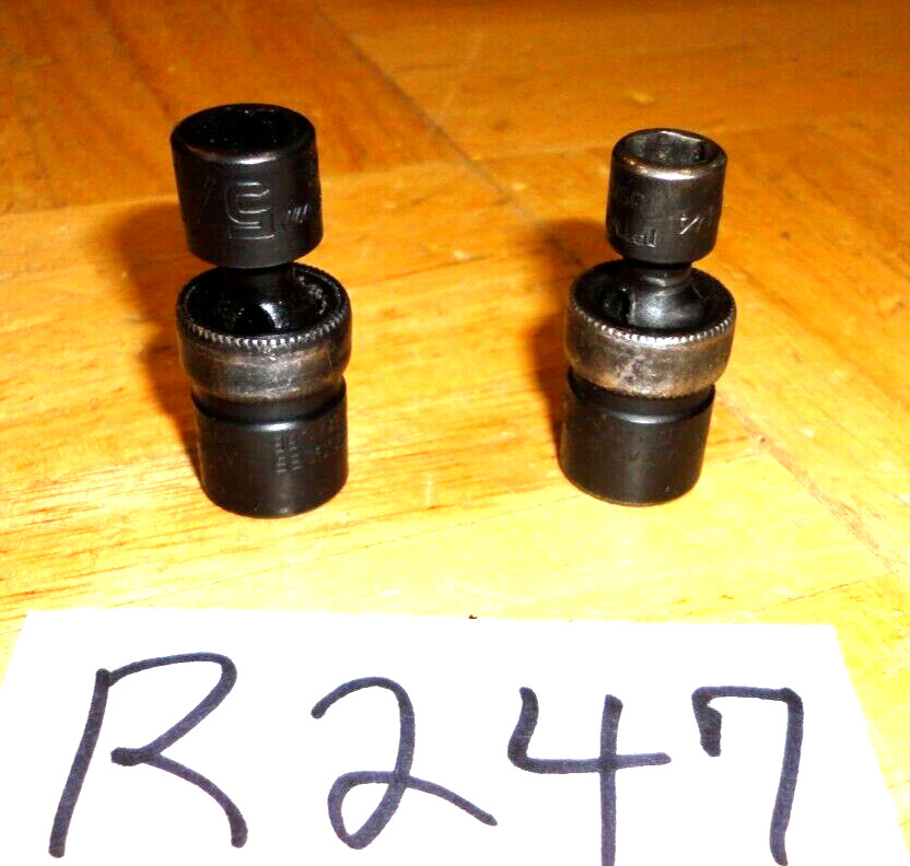 SNAP-ON TOOLS 2 PIECE 1/4 DRIVE SWIVEL IMPACT SOCKETS 1 USED 1/4 AND 1 NEW 5/16