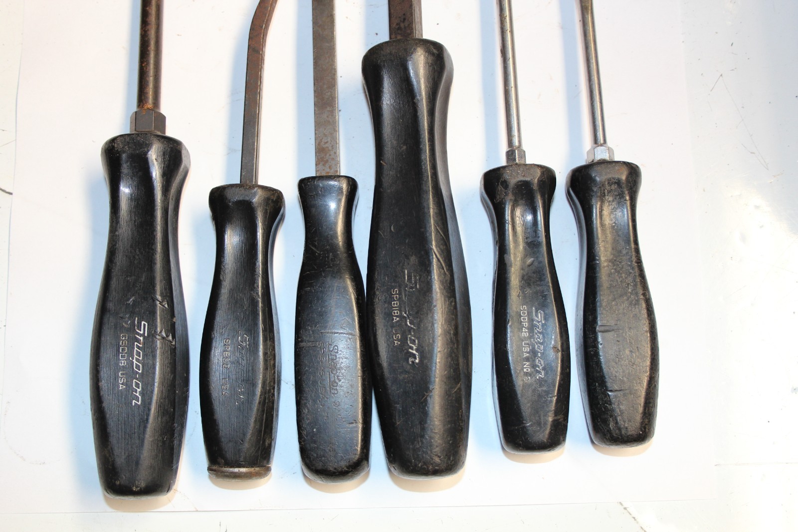 Snap-On TOOLS 6 Piece Combination Black Hard Handle PRYBAR / Screwdriver LOT USA