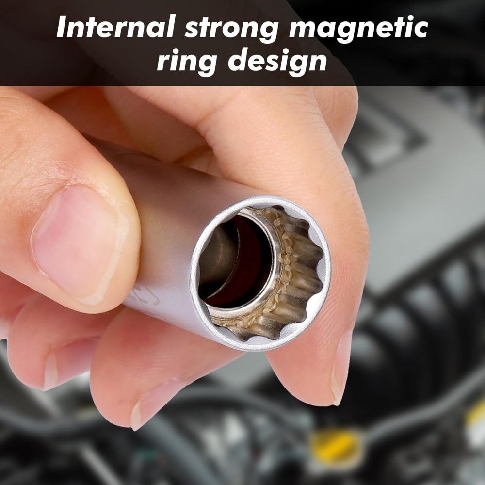 New 14MM 16MM Thin Wall Magnetic Swivel Spark Plug Socket 12-Point Removal Tool