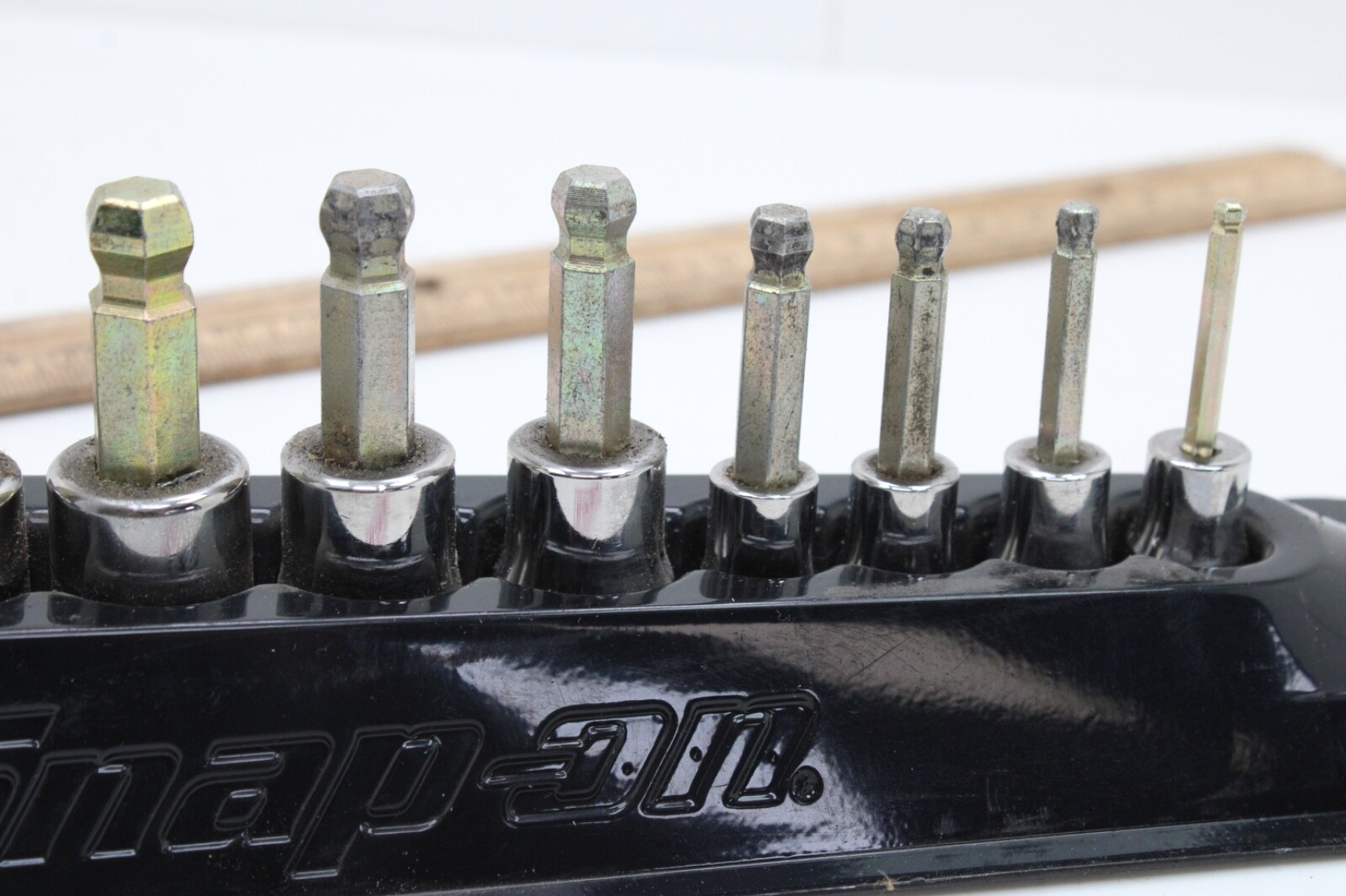 Snap-on 208EFTAMBTY 1/4 3/8 Dr. 3-10mm Ball End Hex Sockets Magnetic Holder USA