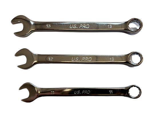 US PRO 12PC Metric Combination Spanner Set 8-19MM Chrome Polished Ring Wrench