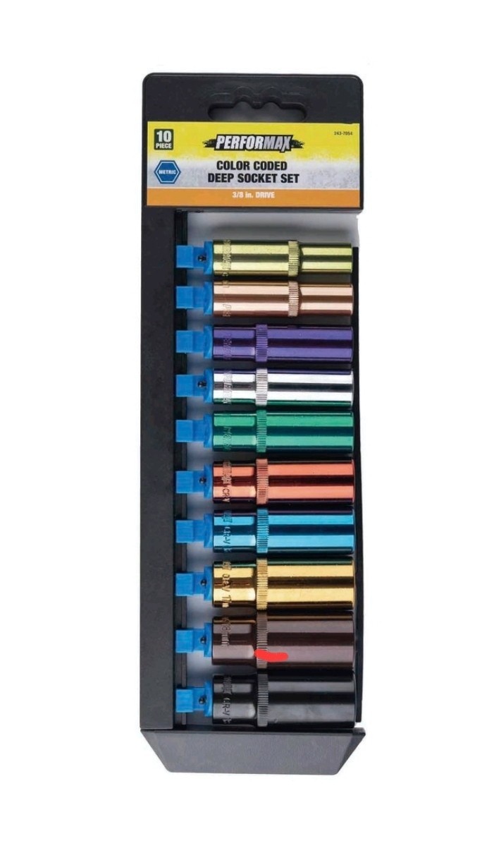 Color Coded Deep Wall Socket Set 3/8″ Drive (Metric) 10pc