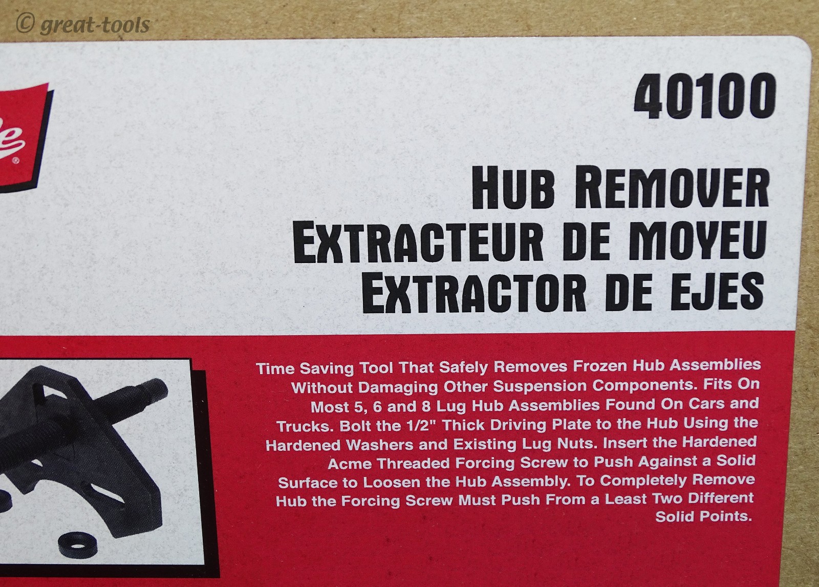 LISLE TOOLS #40100 HUB REMOVER TOOL – removes frozen hubs – automotive car truck
