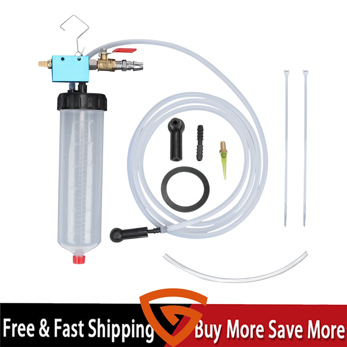 Brake Fluid Bleeder Kit 300ml Vacuum Pump Tool for Car Clutch Power Steering Oil