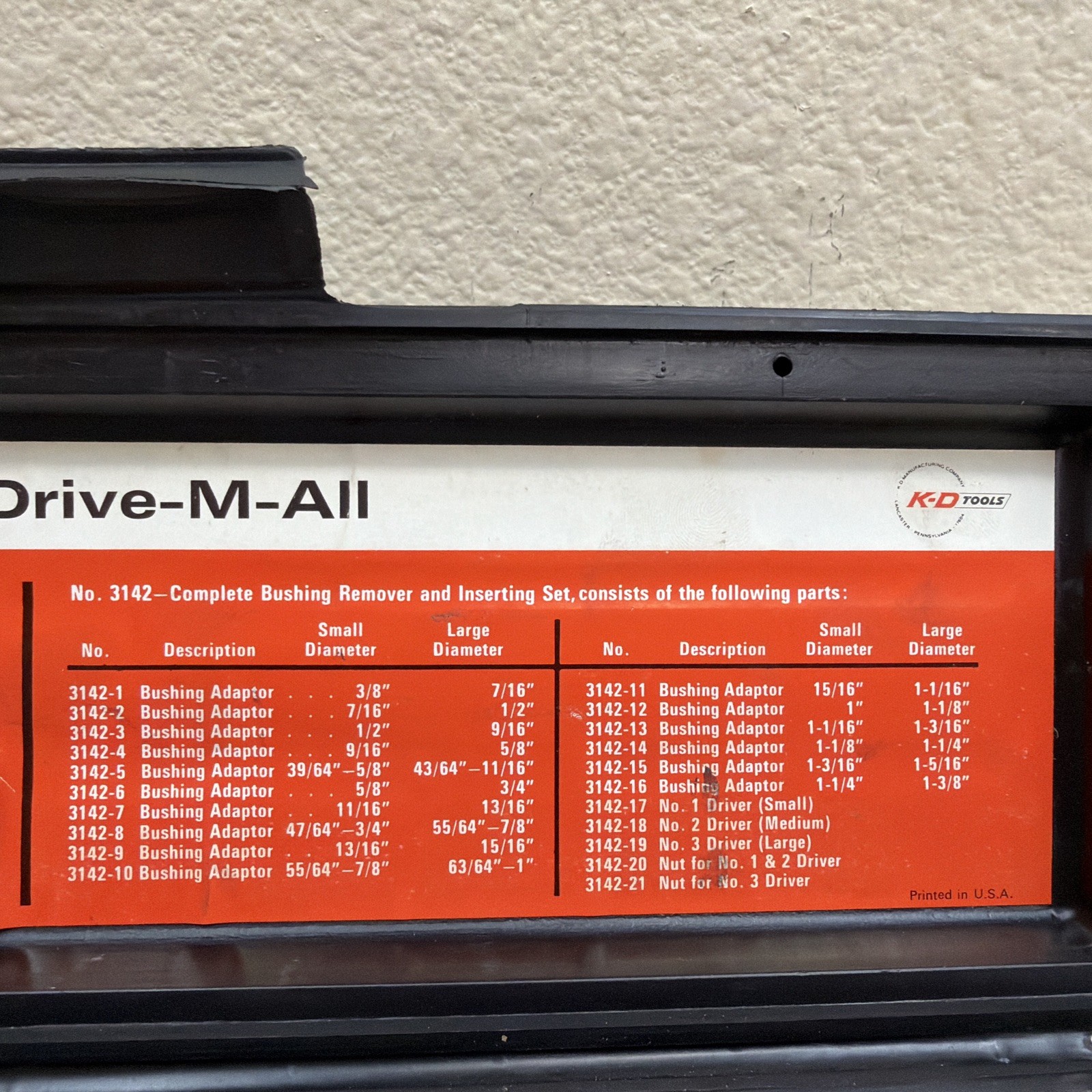 KD Tools 3142 Drive-M-All Bushing Driver Set In Case