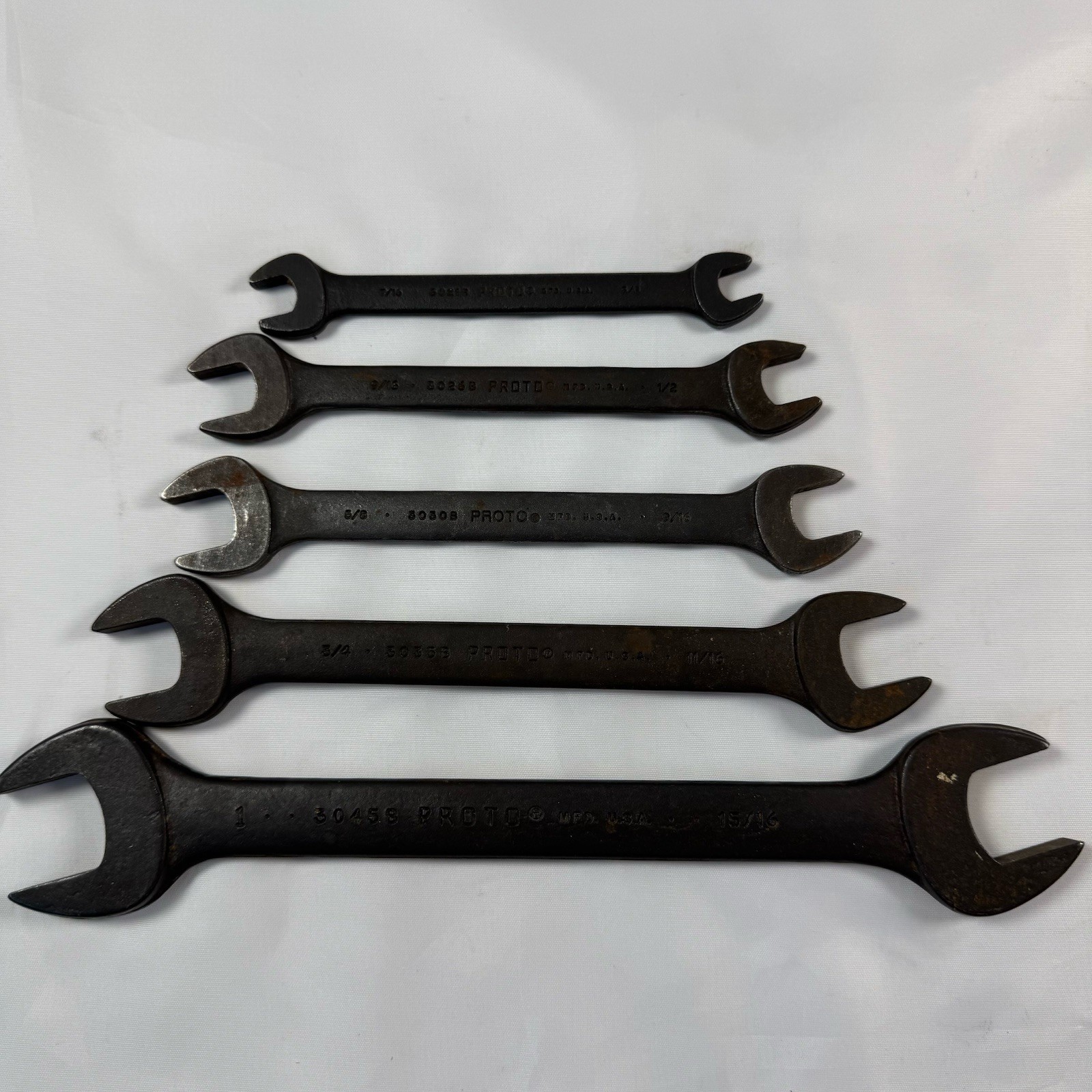 Vtg PROTO USA Professional Open End Wrench Lot 5pc 3045B,3035B,3030B,3026B,3021B
