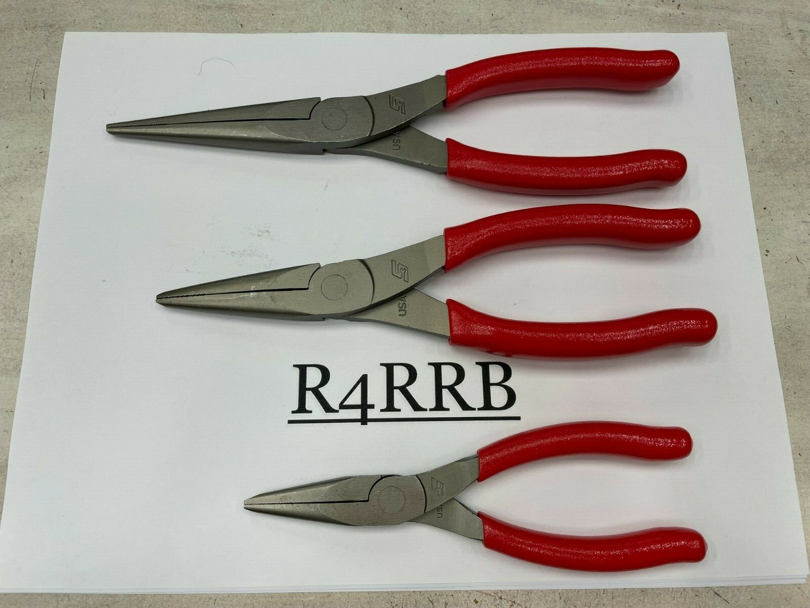 Snap-On Tools USA NEW 3 Piece RED Soft Grip Needle Nose Pliers Lot Set