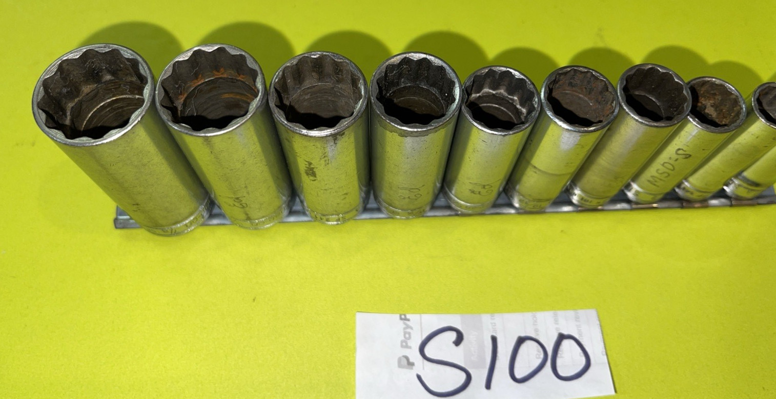 SNAP-ON TOOLS PIECE 3/8 DRIVE SAE. DEEP CHROME 12 POINT SOCKET SET