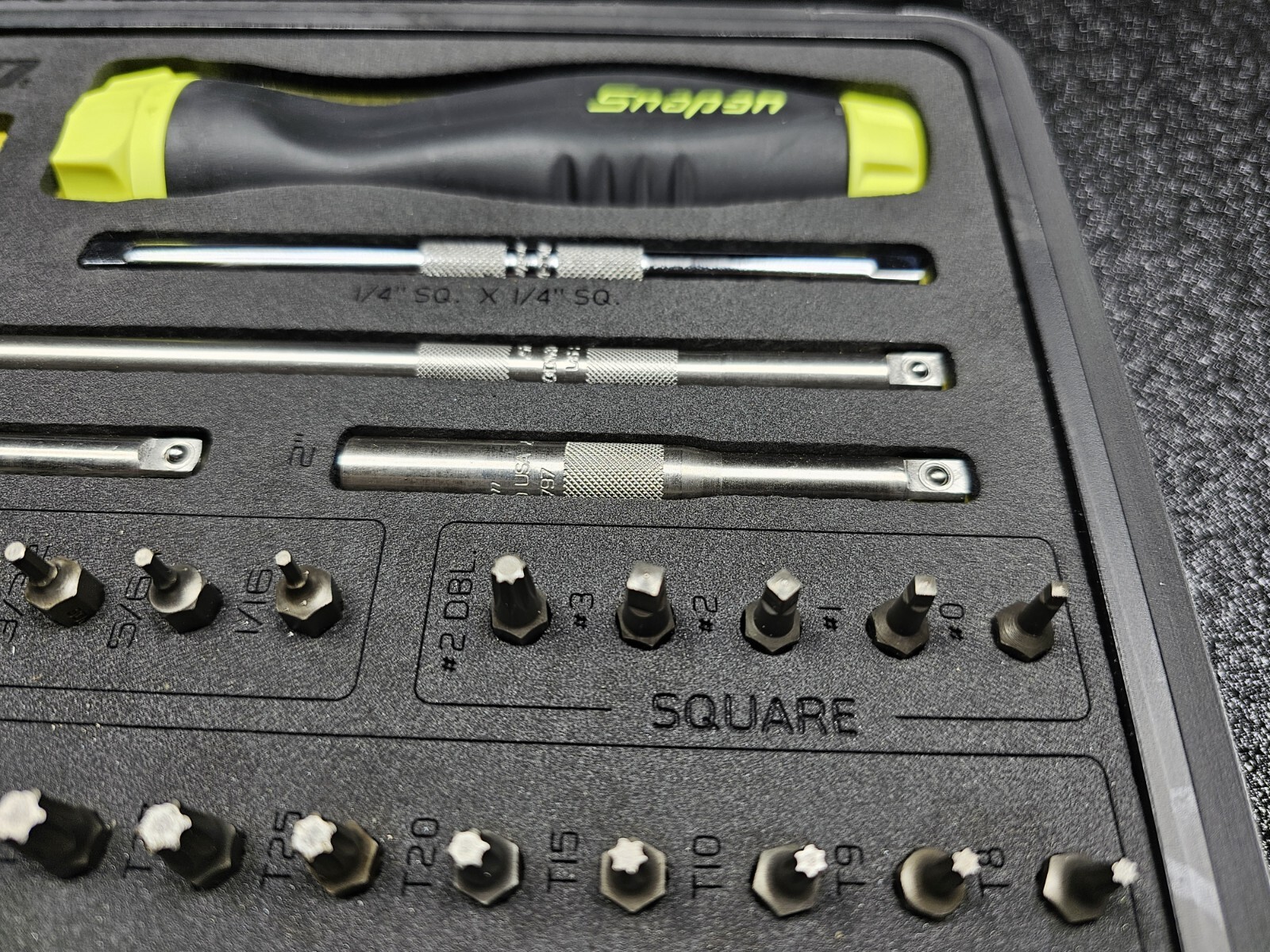 Snap-on Tools NEW HI-VIS YELLOW Ratcheting Screwdriver Master Set SGDMRC44FHV