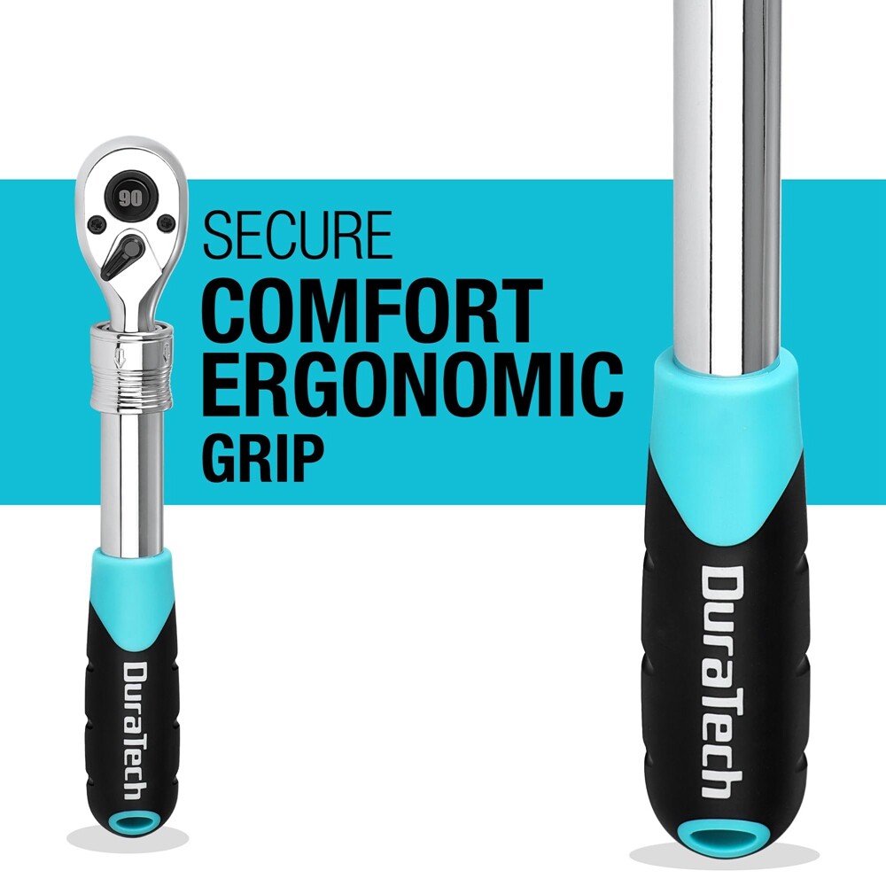 DURATECH 3/8″ Drive Ratchet 90-Tooth Quick-release Extendable Ratchet 4 Sections