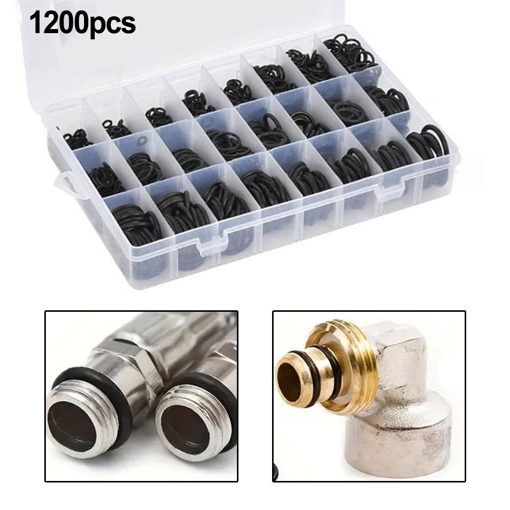 Rubber O Rings Kit 1200pcs with Multiple Sizes for Plumbing and Auto Repair