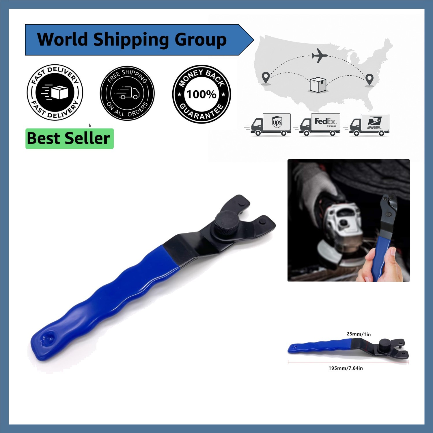 Versatile Adjustable Wrench – High Carbon Steel, 12-46mm for Grinders & More