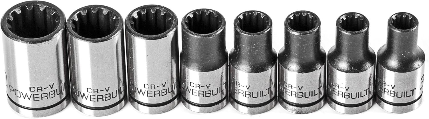 Powerbuilt 8 Piece 1/4″ Dr. SAE Spline Socket Set with 1/4 in., Silver