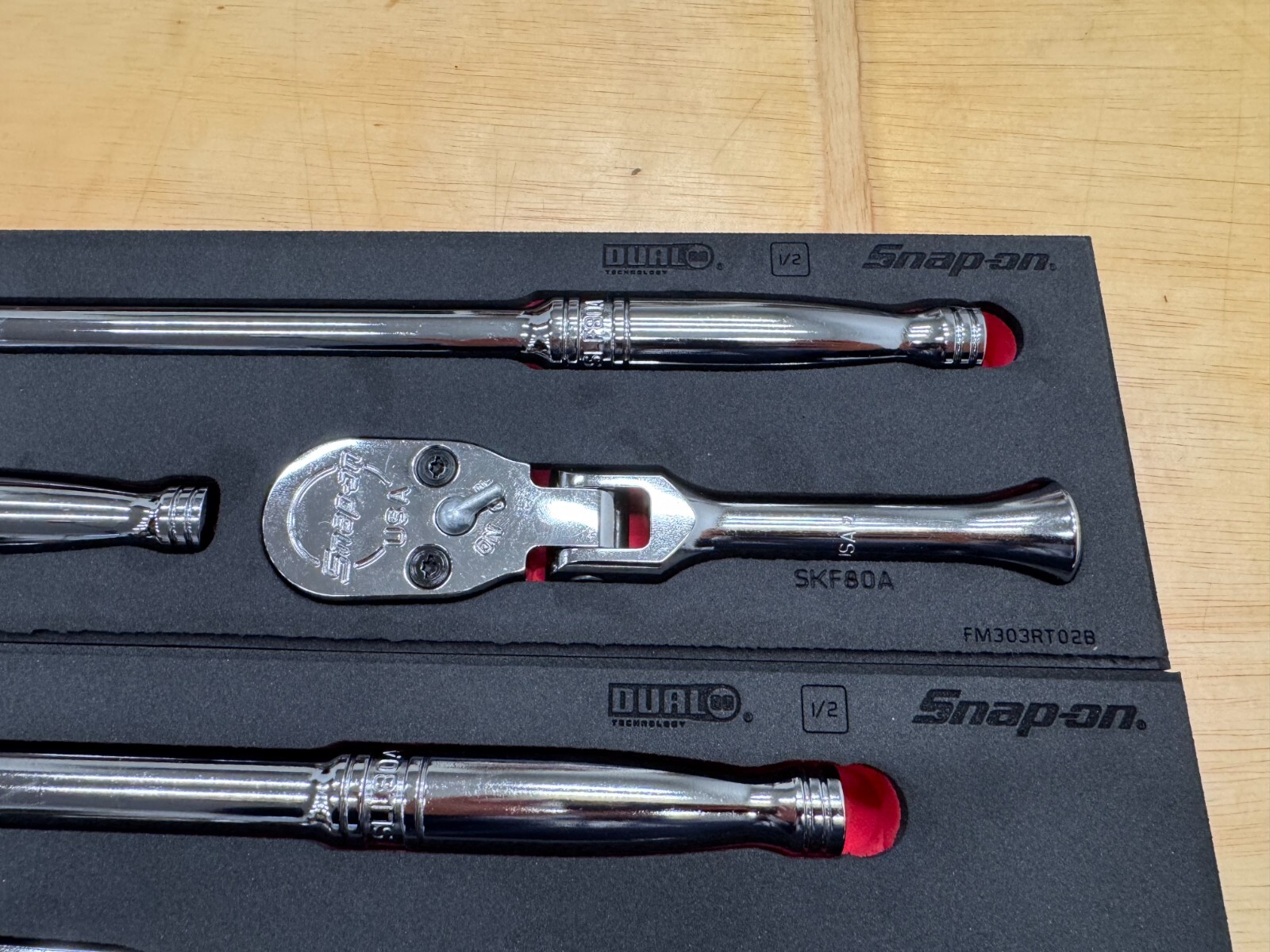 Snap-on Tools USA NEW 6pc 1/2″ Drive Chrome Fixed & Flex Head Ratchet Foam Sets