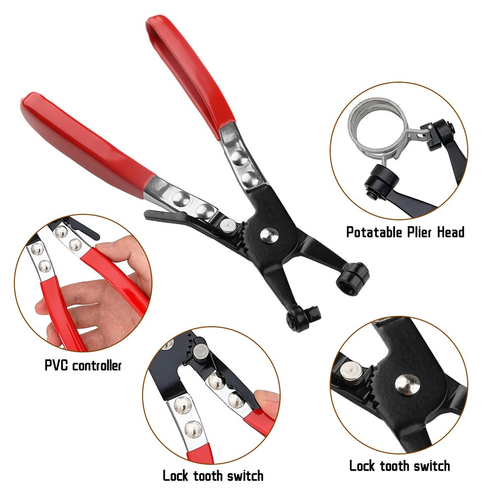 Automotive Spring Clamp Pliers Hose Clamp Removal Repair Swivel Flat Band Tool