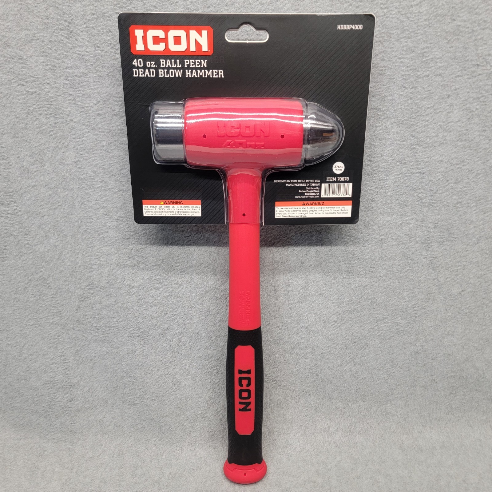 NEW ICON 40 oz. Ball Peen Steel Face Deadblow Hammer HDBBP4000