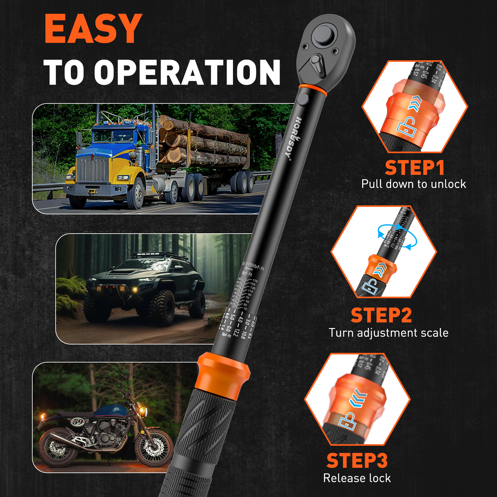 1/2″ Torque Wrench Snap Socket Professional Drive Click Type Ratcheting