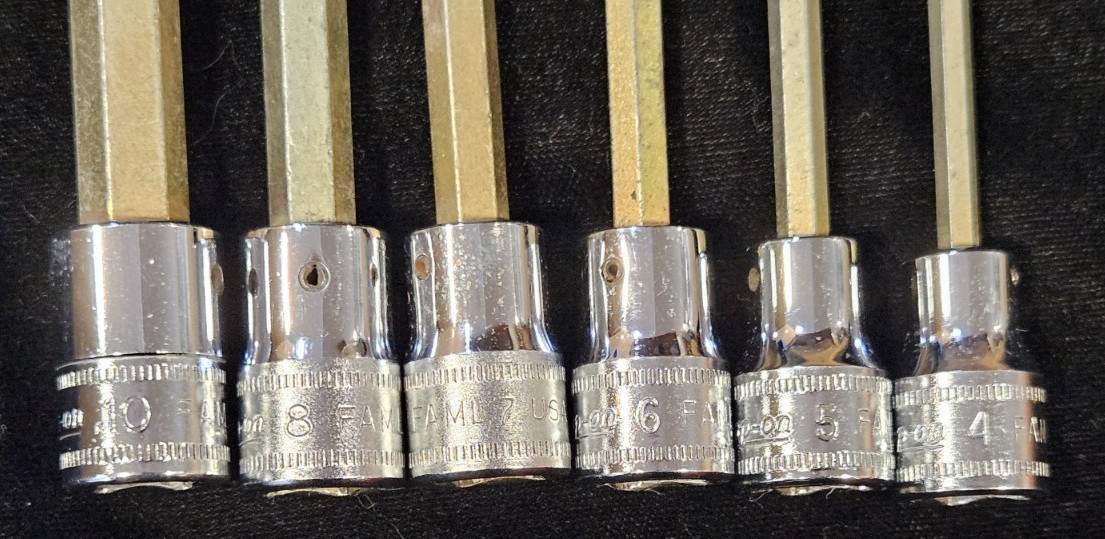 Snap-On FAML4E-FAML10E 4-10mm 6 Piece 3/8″ Drive Metric Long Hex Socket USA