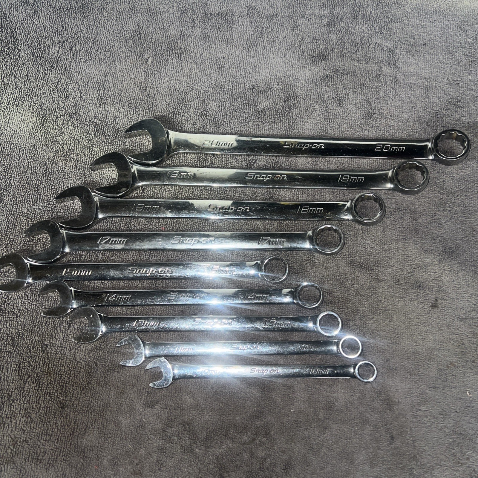 Snap On Tools USA OEXM 9 Pc Metric 10mm to 20mm Combination Wrench Set, 12PT