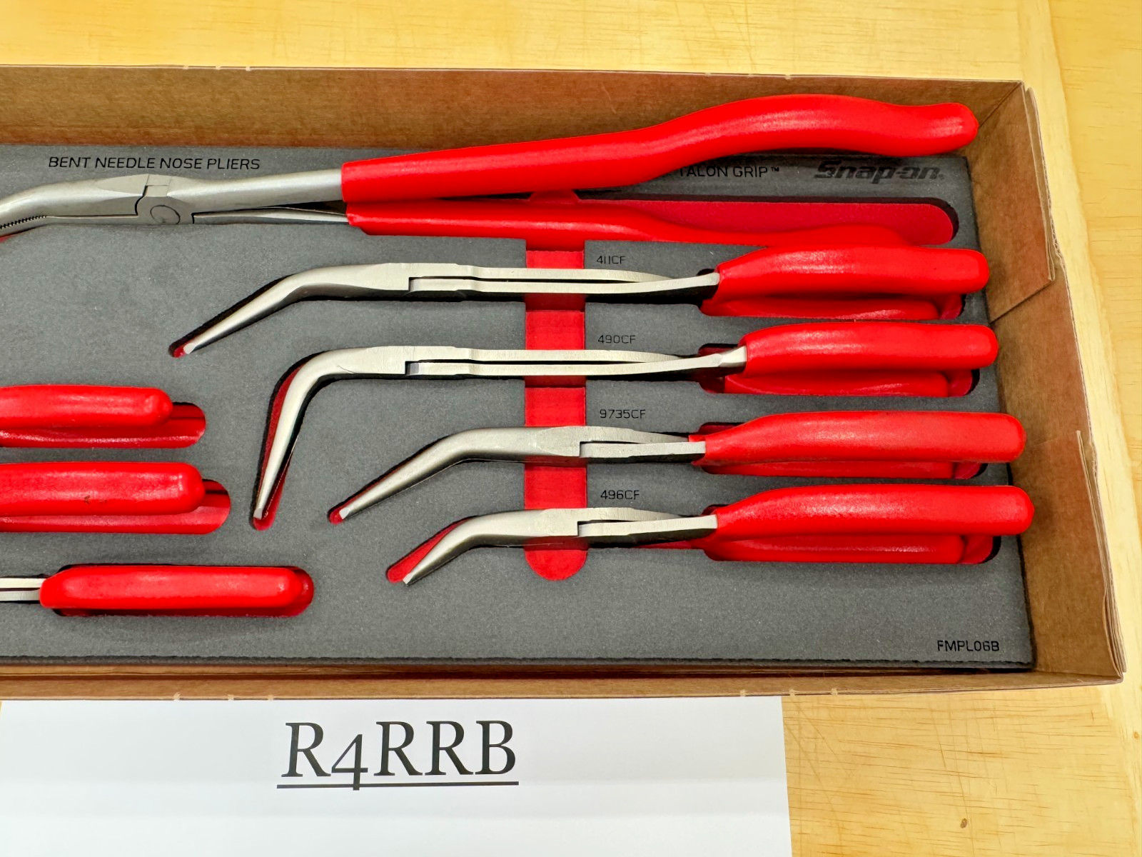 Snap-on Tools USA NEW RED 8pc Master Bent Needle Nose Pliers Foam Set PLBN800FR