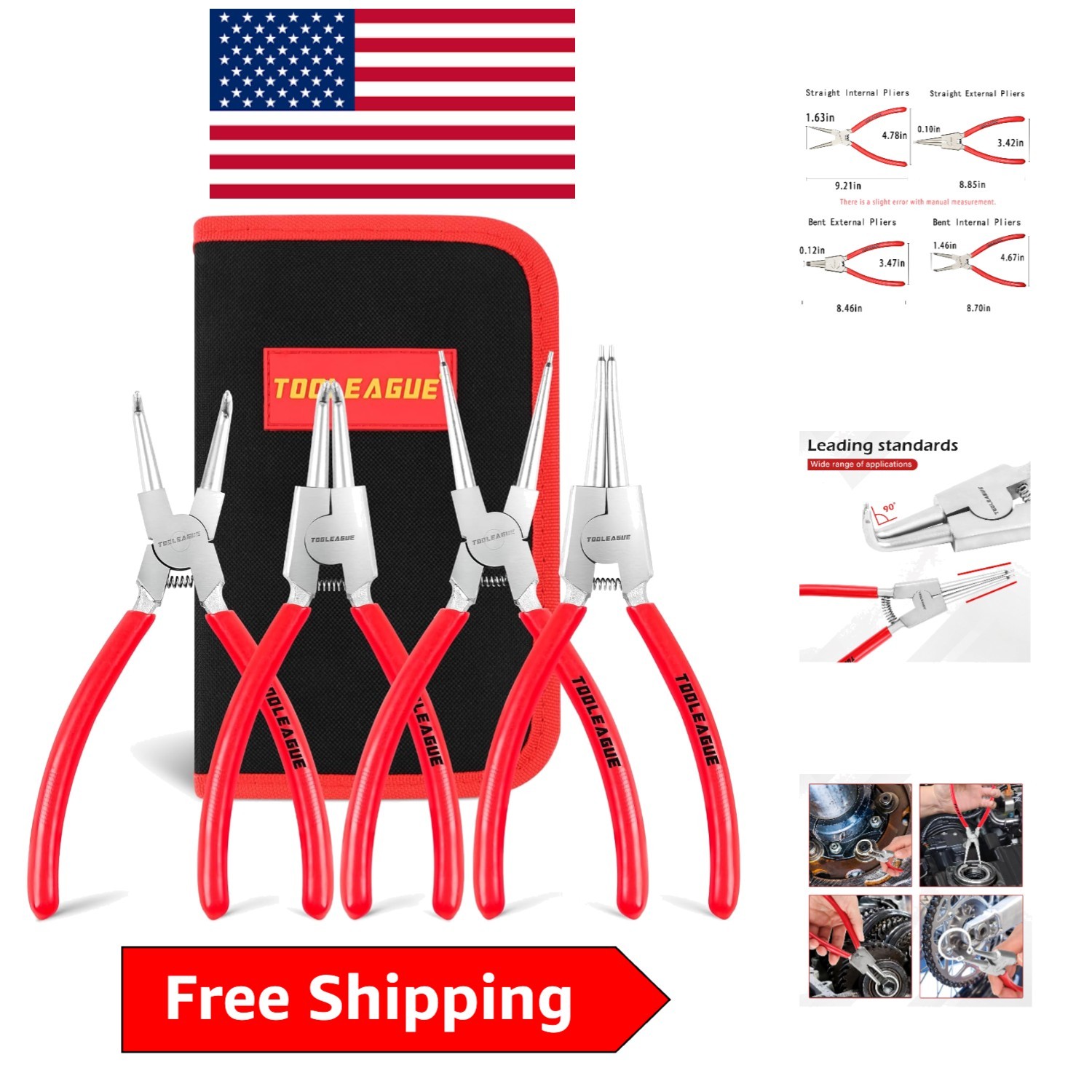 Professional 9” Snap Ring Pliers Set – Ergonomic and Corrosion-Resistant Design