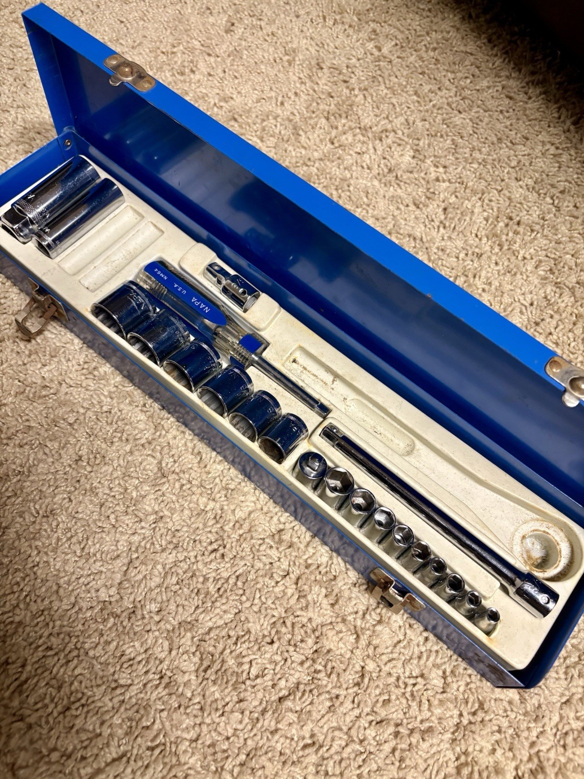 NAPA 3/8″ 1/4″ Socket Set USA Metal Case – Incomplete / See Pics