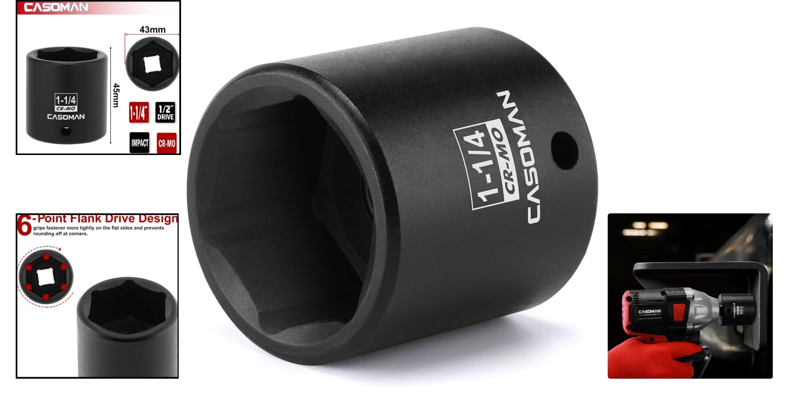 1-1/4″ CR-MO Impact Socket, 1/2″ Drive – Optimal Performance for Automotive Work