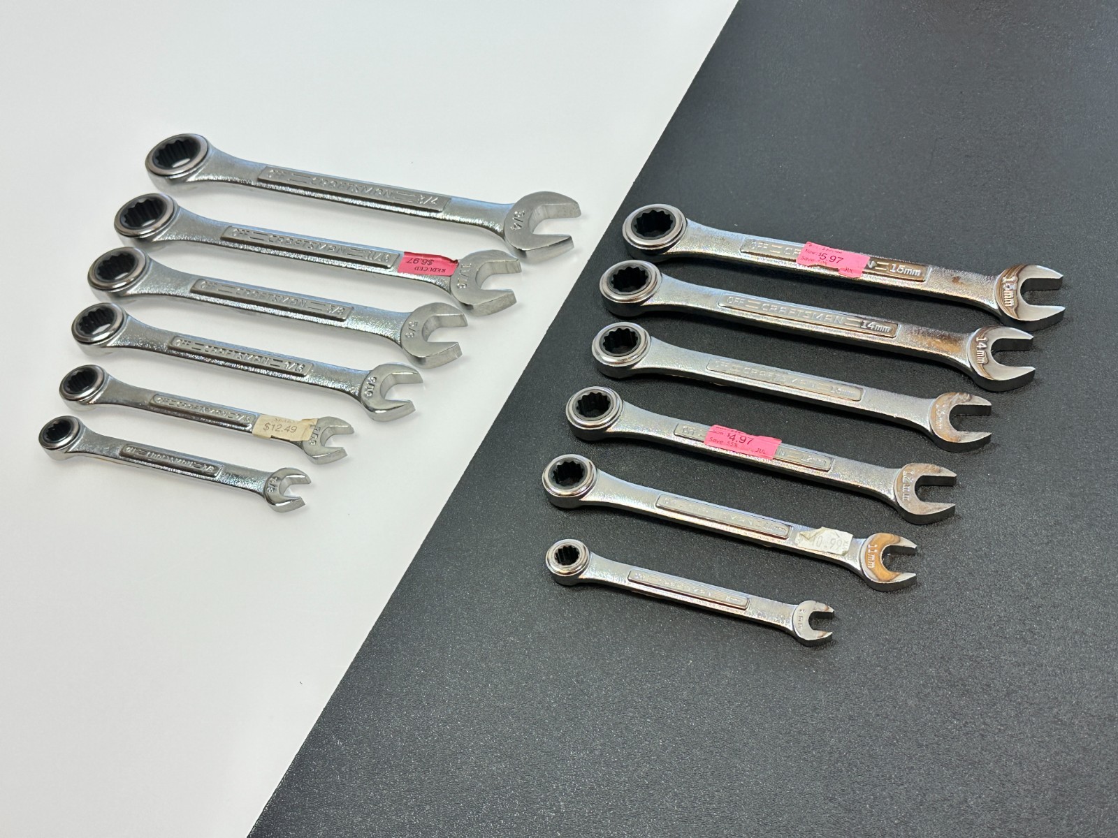 🇺🇸 Craftsman USA 12pc RATCHETING SAE 3/8-3/4 & Metric 8-15mm Wrench Set (NOS)