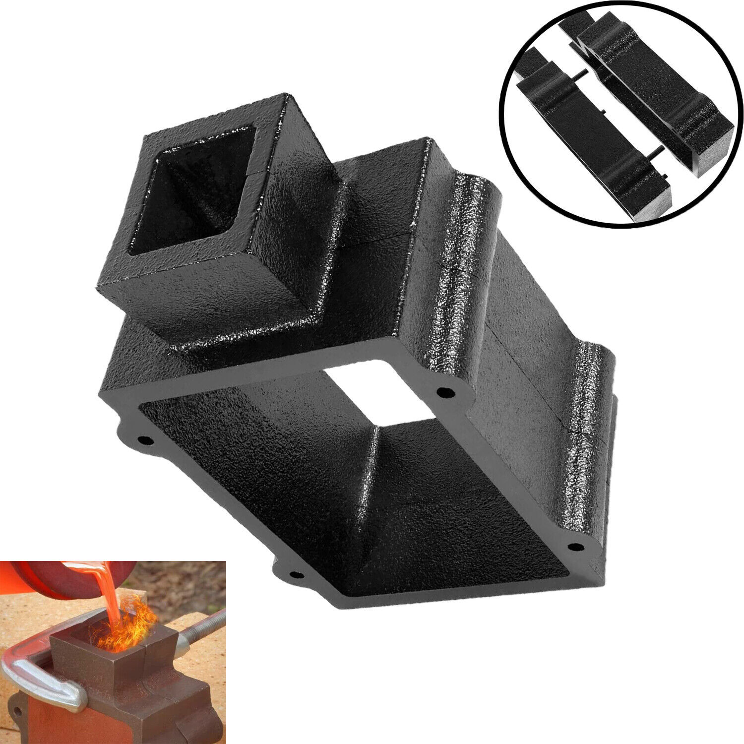2-Pieces Black Flask Mold Holder for Sand Casting Metal, Jewelry & Casting Tools
