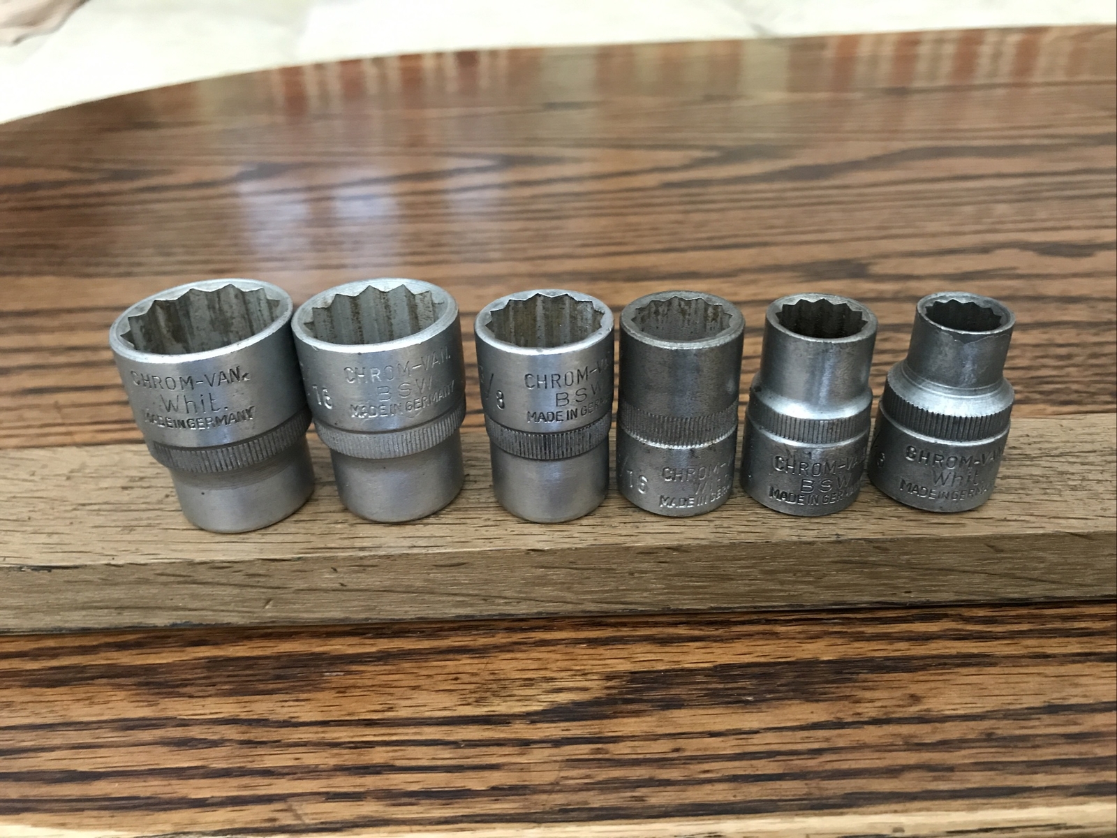 6 Metabo Rheidco Sockets 1/2” To 3/16” Whitworth With 1/2” Drive.