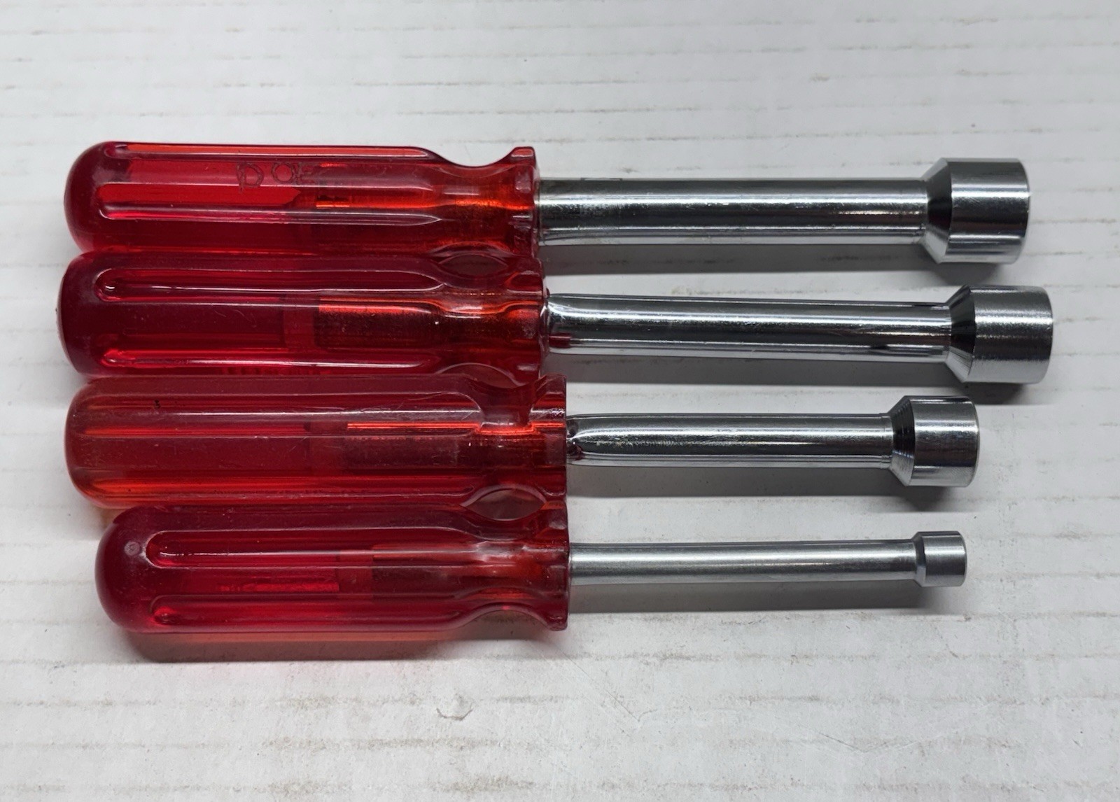 Vintage Vaco 4-Piece Nut Driver Set SAE Short Hollow Shank S-20, S-18, S-16, S-8