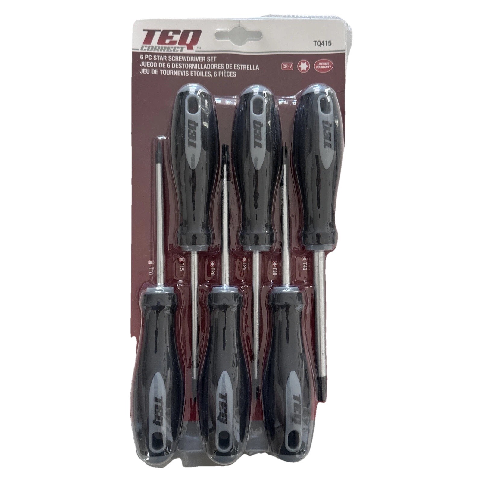 TEQ Correct 6 Piece Star Torx Screwdriver Set T10, T15, T20, T30, T40 No. TQ415