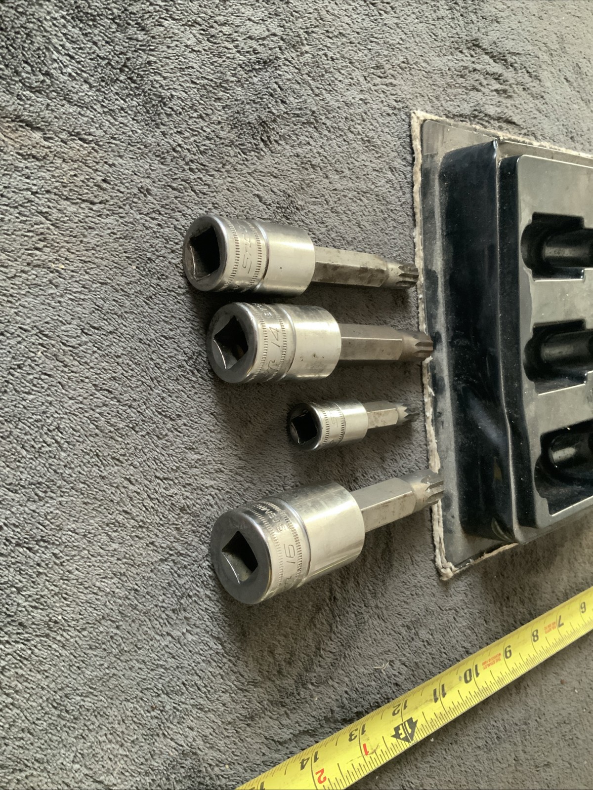 Snap On 4pc Triple Square Sockets, 1 Is 3/8” Dr, And 3 Are 1/2” Dr….metric….4pc.