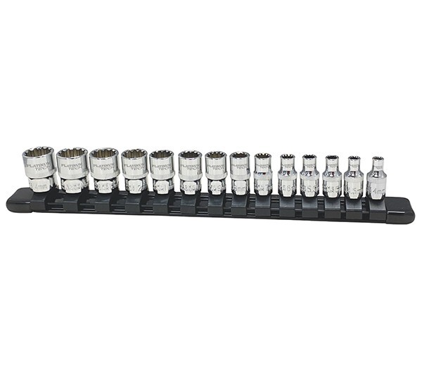 Platinum 14pc 1/4″ Dr Metric Universal Spline Socket Set w/ Rail 4-15mm #99814