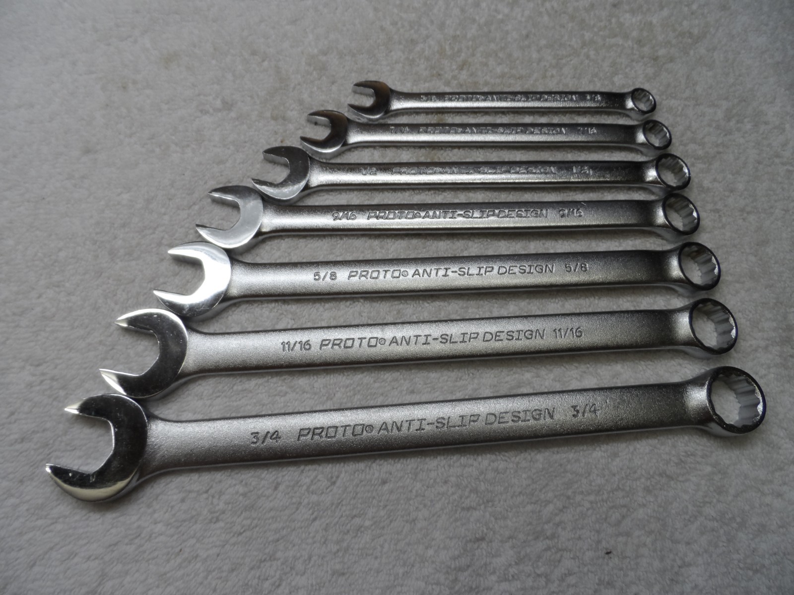 Proto Anti-Slip Design Standard SAE Combination Wrench Set USA 12pt – 7 pcs