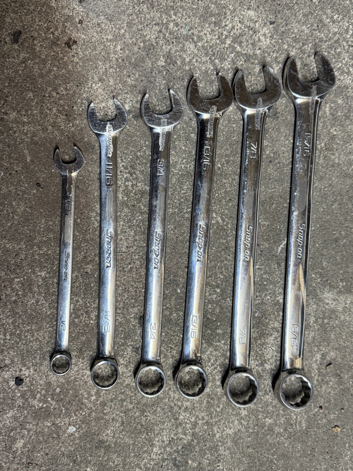 Snap On 5ps Tools Set OEX30B 15/16/7/8/13/16/3/4/11/16/1/2” Wrench USA