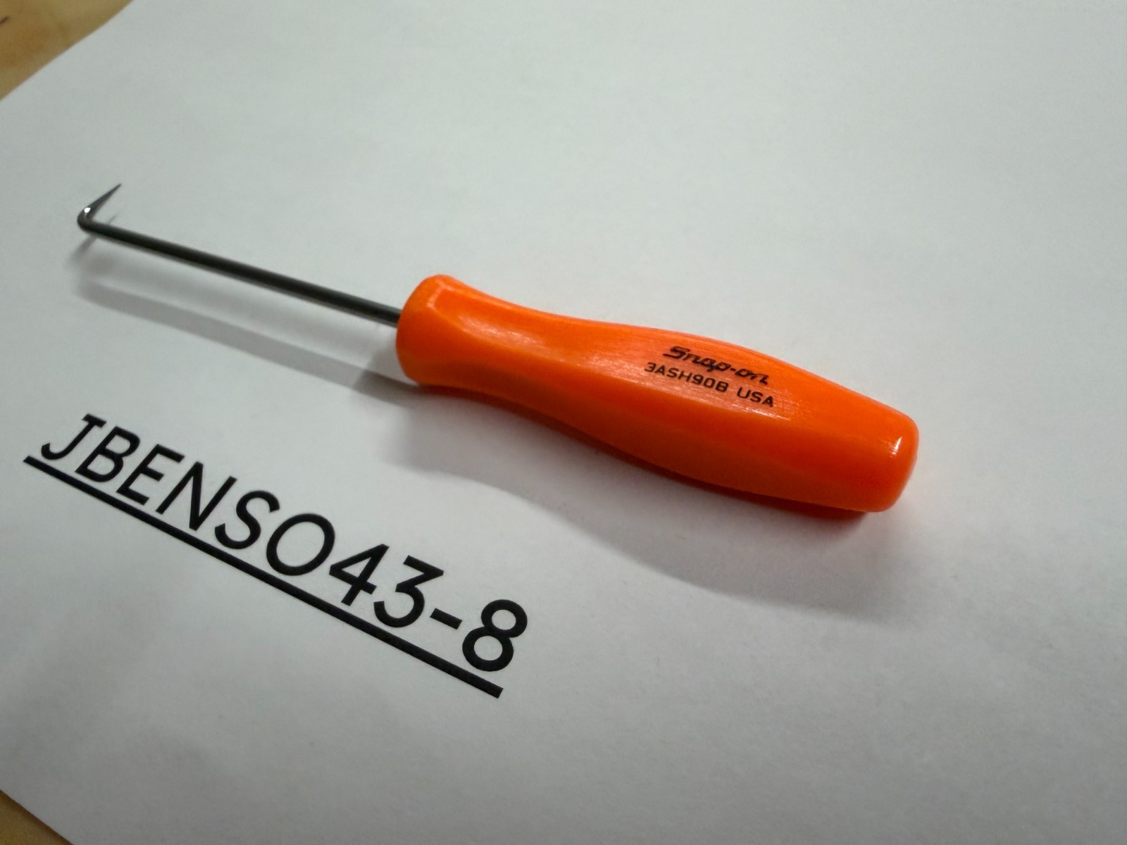 Snap-on Tools USA NEW ORANGE 6″ Mini Hard Grip Short 90° Tip Pick 3ASH90BO