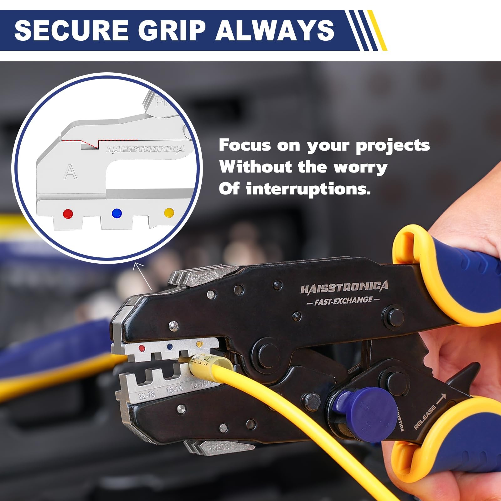 Haisstronica 8PCS Rapid Replace Ratchet Crimping Tool Set Yellow,black,blue