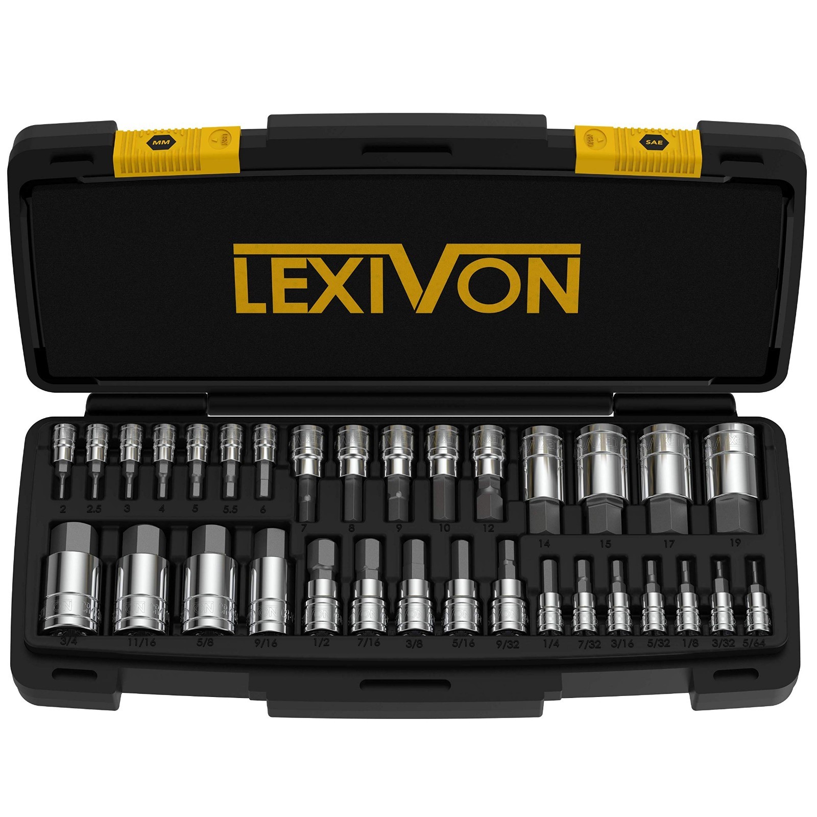 32-Piece HEX Bit Socket Set, Premium S2 Alloy Steel, SAE & Metric, Storage Case