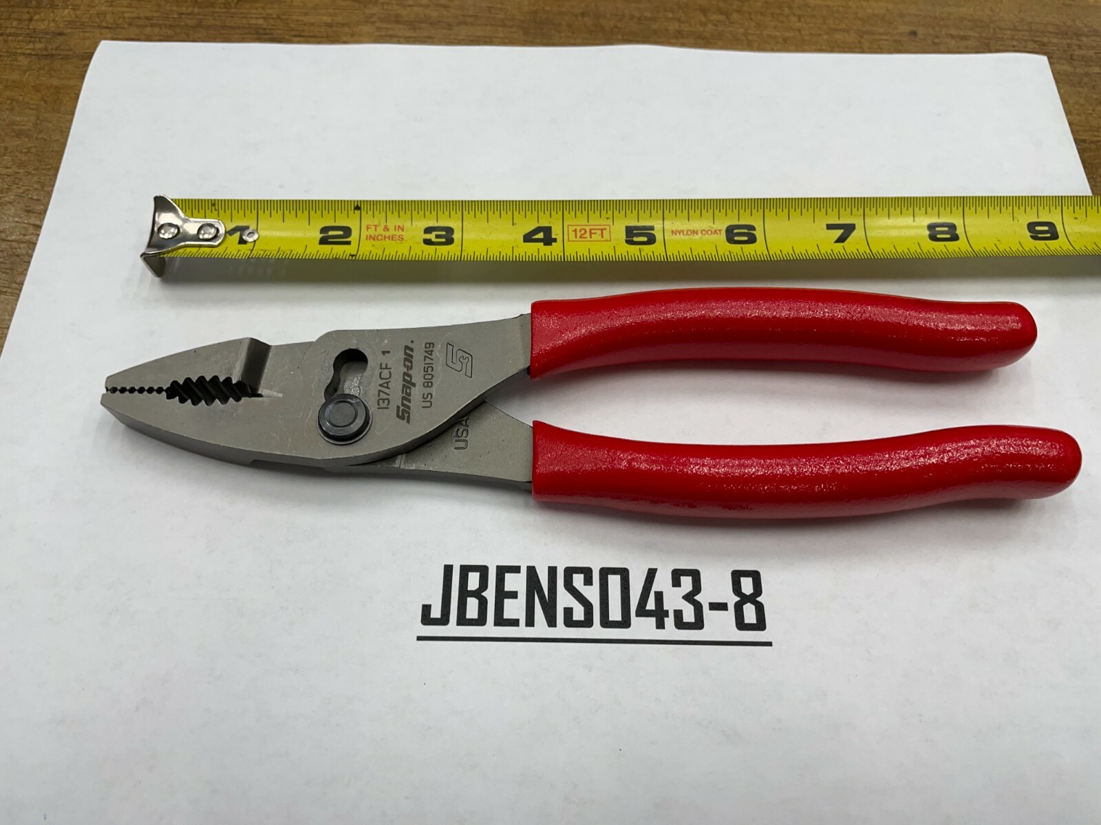 Snap-on Tools USA NEW RED 8″ Soft Grip Combo Slip-Joint Pliers w/ Cutter 137ACF