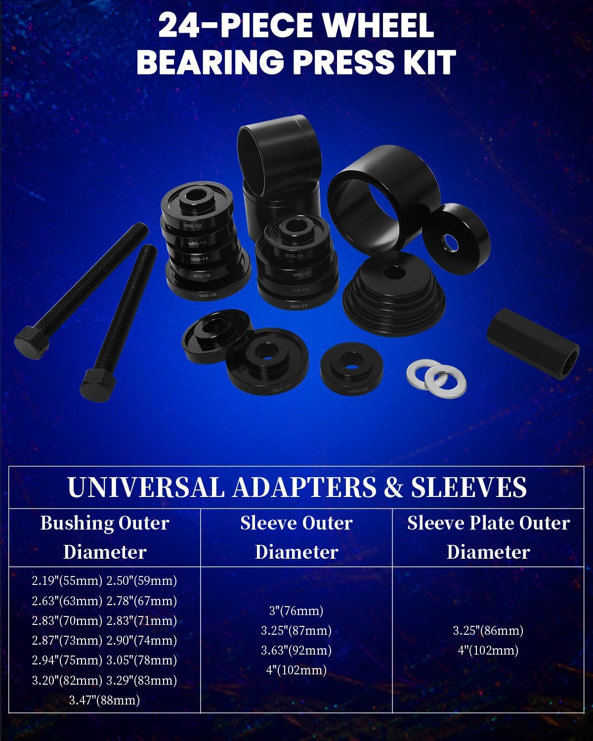 SIXIWANZI 24pc Wheel Bearing Press Kit for Easy Removal & Installation FWD…