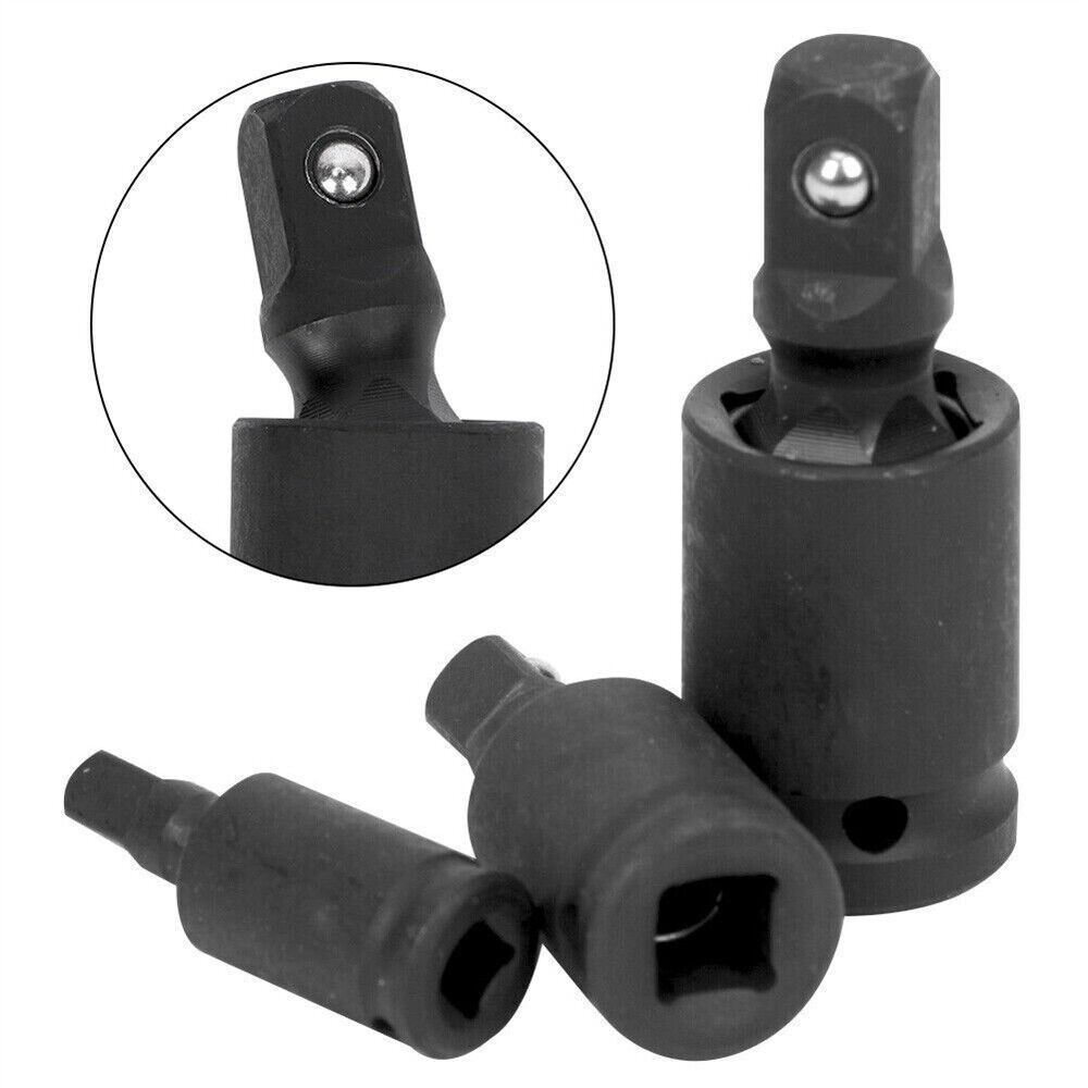 3Pcs 1/4″ 3/8″ 1/2″ Drive Impact Universal Joint Socket Swivel Set Sockets Tool