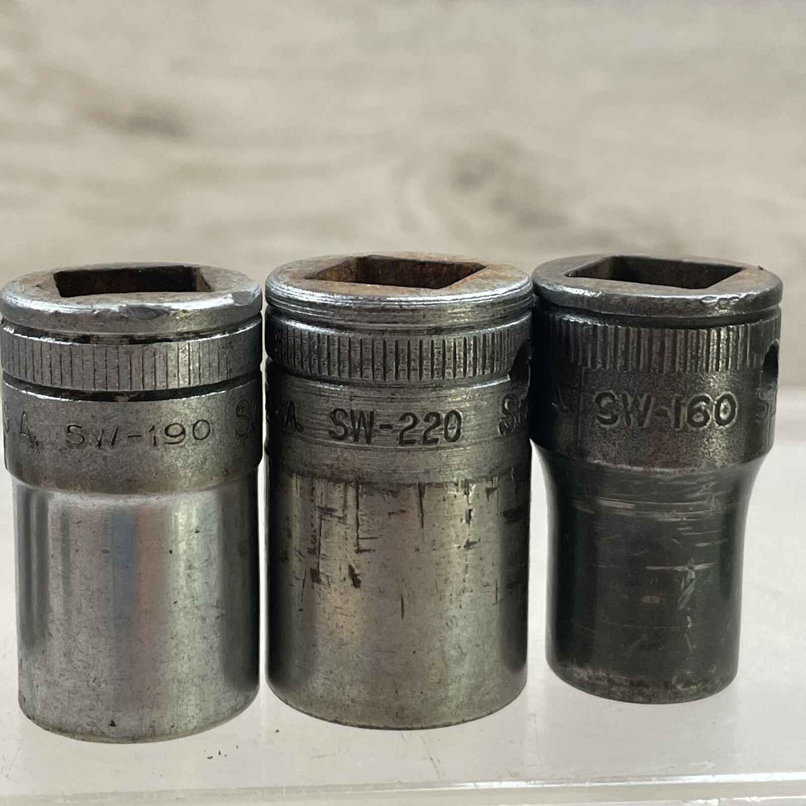 Snap On USA Socket Set 1/2” Drive 12 Point 1 3/16 + 1 1/8 + 1 + 19/32 + 11/16 +