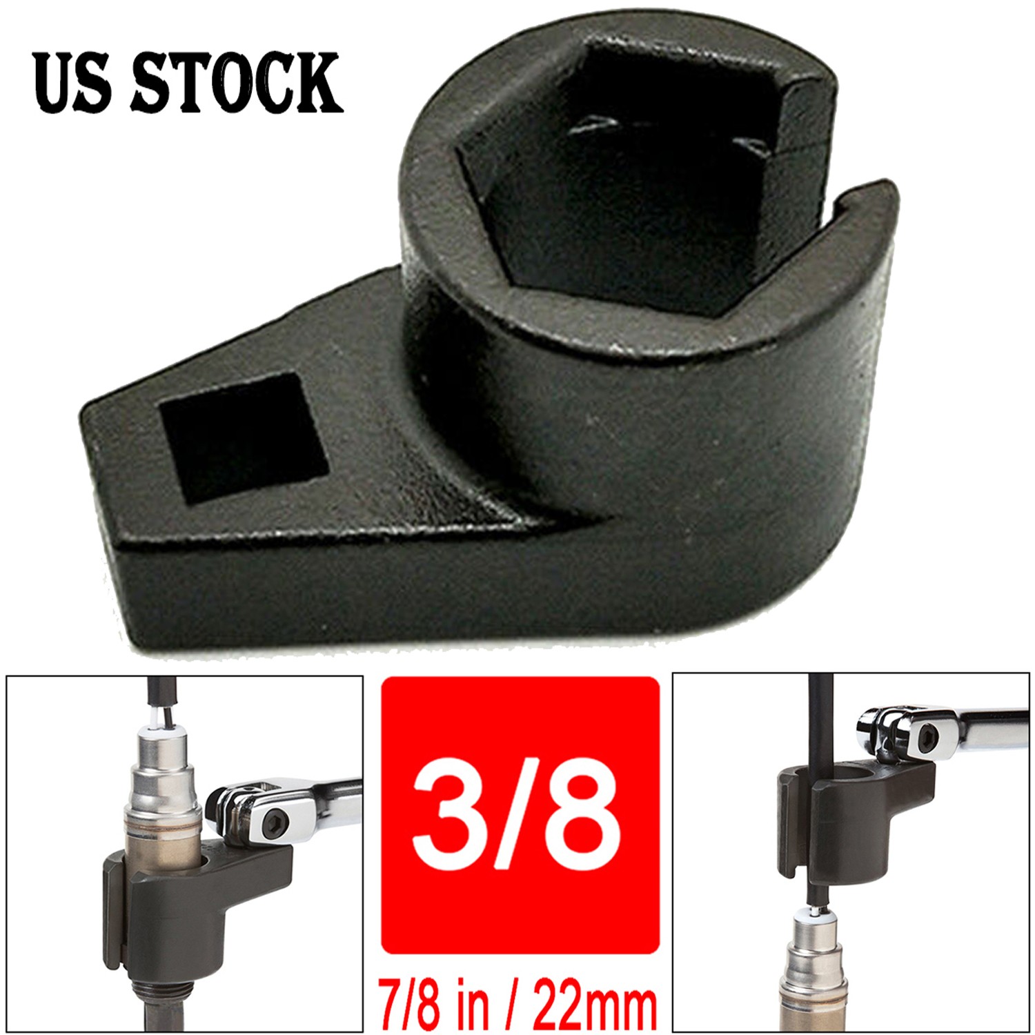 7/8-Inch 22mm Offset O2 Oxygen Sensor Socket Wrench Removal Tool Drive 3/8″