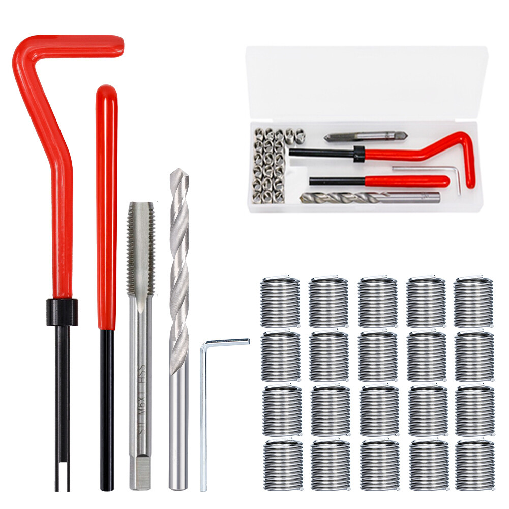 25PCS Thread Repair Kit Metric Insert M3 M6 M8 M12 M16 Rethreading Tool Kit