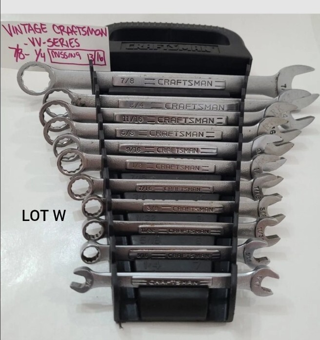 Vintage Craftsman Standard Combination Wrench Set VV Series 12 Piece 3/4-1/4 7/8