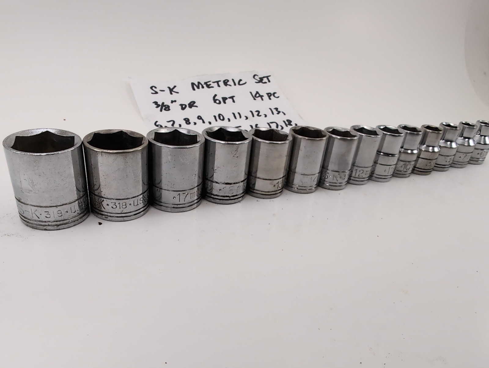 S-K METRIC 3/8″dr 6pt 14pc Set 6mm-19mm – Made in USA – SUPERB!!!