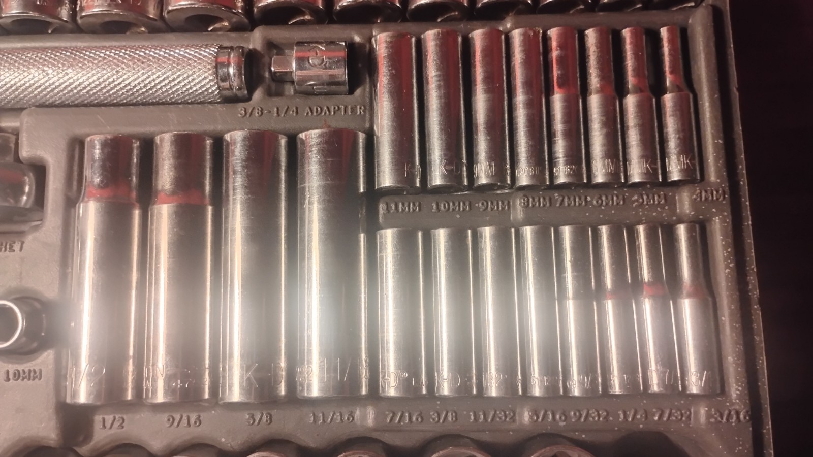 HUGE KD/Craftsman Set. Missing 2 Pieces. Half Inch, 3/8, Quarter Inch Socket Set
