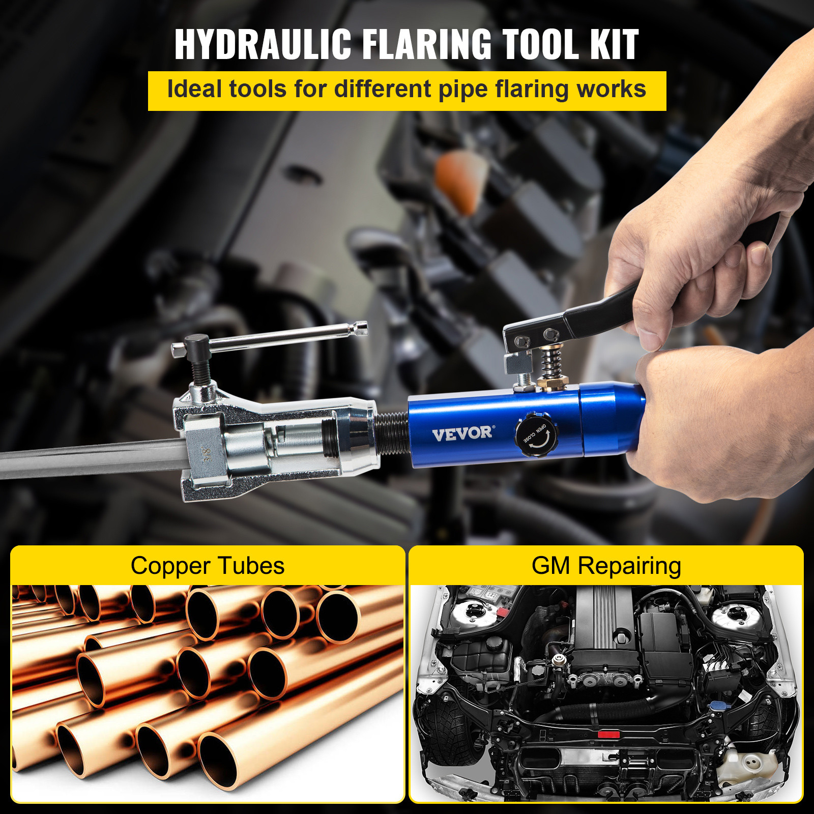 VEVOR Hydraulic Flaring Tool Kit Double Flaring Tool 45° for 3/16″ to 1/2″ Tube