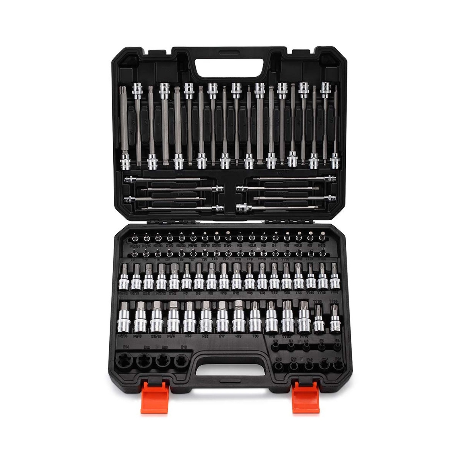 107-Piece Allen and Torx Bit Socket Set, 1/4″, 3/8″ and 1/2″ Drive Hex/Ball E…